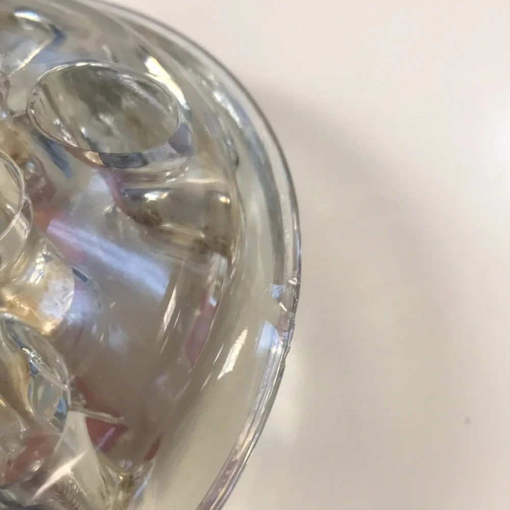 Thick/Heavy‎ Vintage Footed Glass Floral Frog w/ 13 Holes